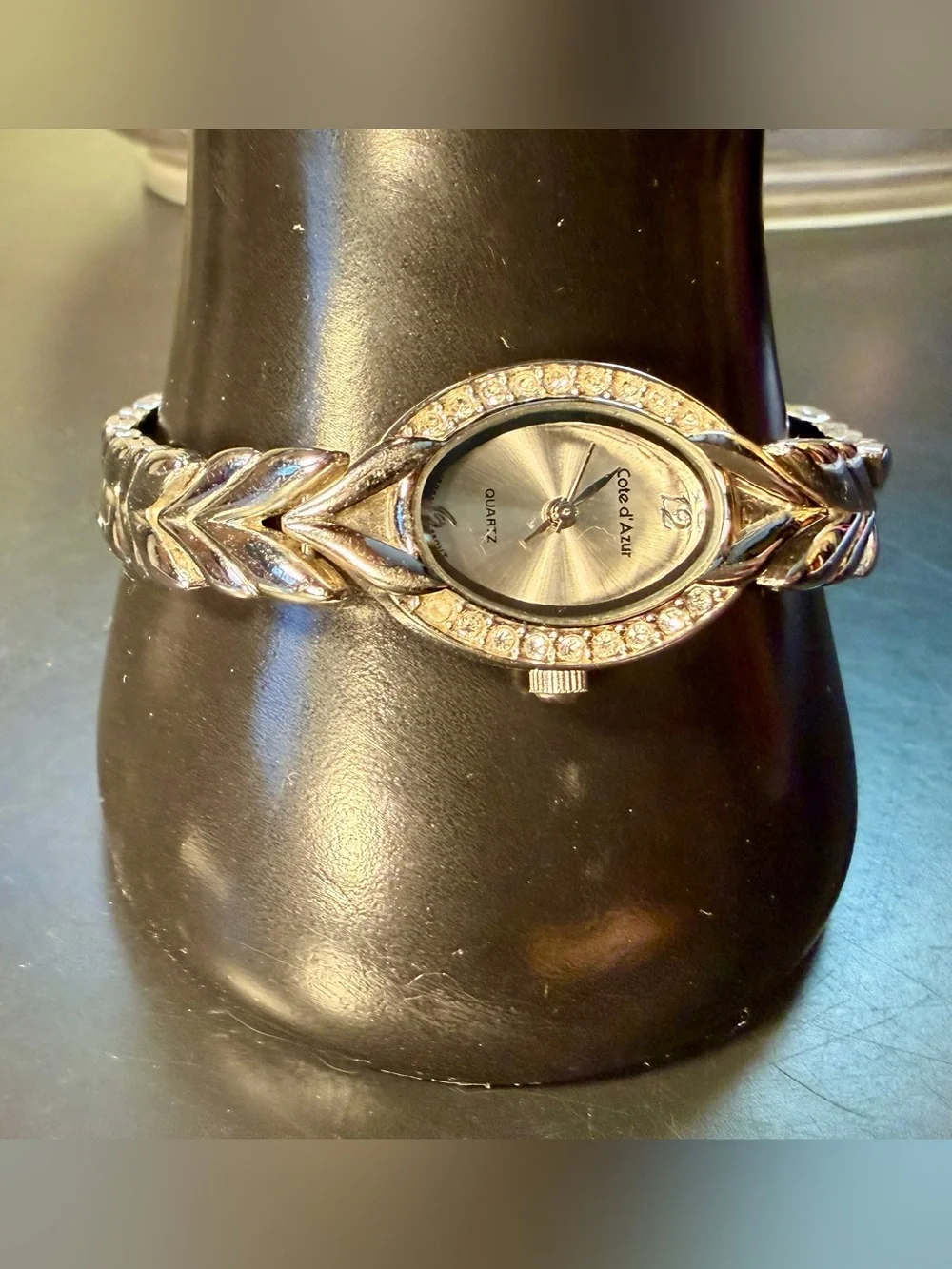 Vintage 90s Silver Tone Cote d'Azur Women's Quartz Dress Watch